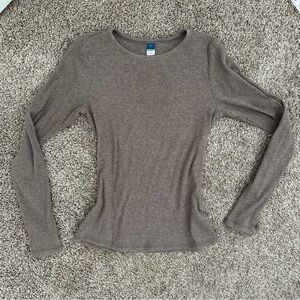 Ribbed Tan Long-Sleeve Shirt